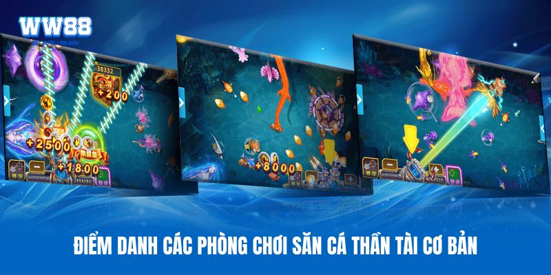 Điểm danh các phòng chơi săn cá thần tài cơ bản